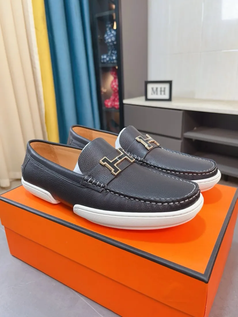 Men's shoes 💰458🌹🌹Niuli "HERMES" Hermès business leather shoes, original factory configuration, original imported cowhide upper + luxury hardware logo + fully imported original customized cowhide lining, sole: rubber wear-resistant outsole, difficult craftsmanship, original factory follow-up goods, 🔍🔍high quality code number: 38-44 45 can be customized